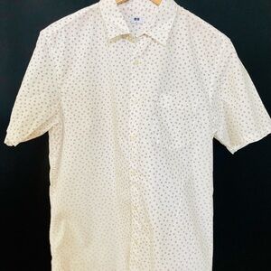Uniqlo White Patterned Men's Button down Shirt